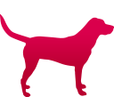 Adult dog icon in red